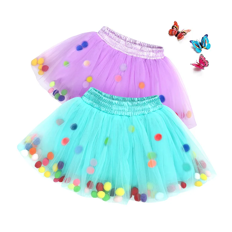 FuYu Custom New Styles Tutu Skirt and Accessories for Girls Pom Pom Tutu with Dancer for Summer