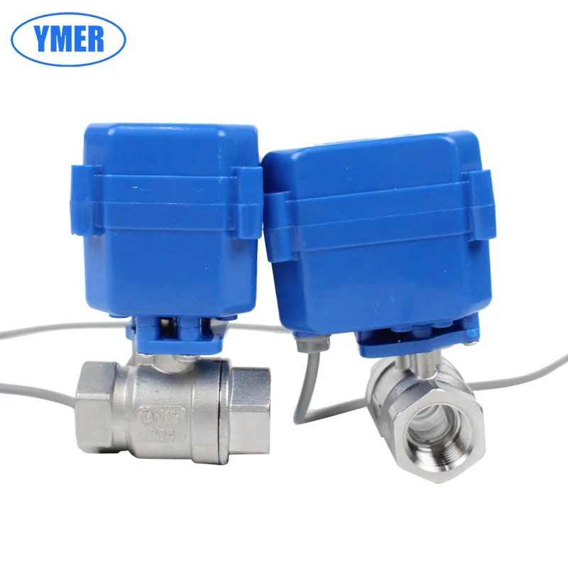 Mini  2-way Ac22OV  electric motor ball valve stainless steel  for garden water irrigation 1/2inch NC NO flow control valve