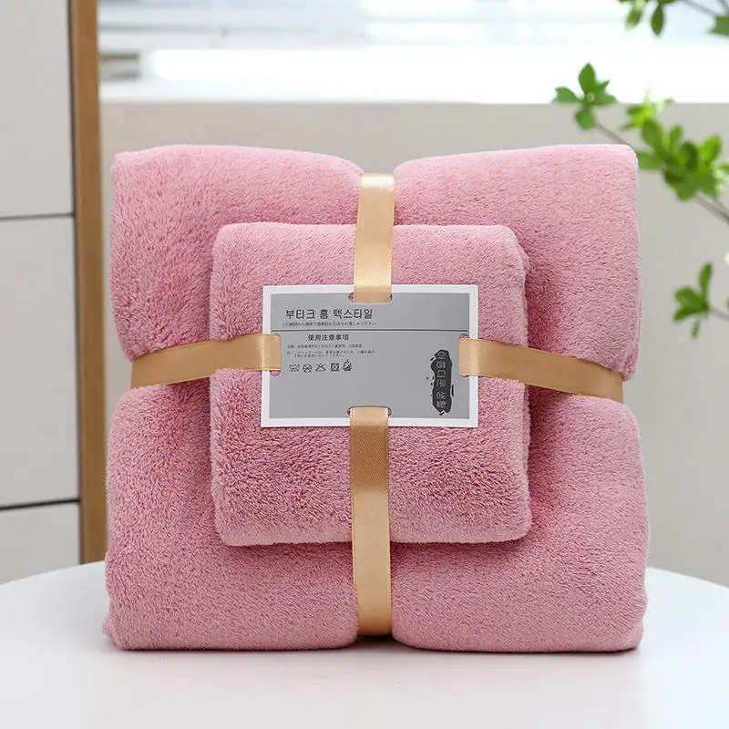 High Quality Bath Towel Set Gift Thick Coral Fleece Soft Absorbent Face Towel Bath Set