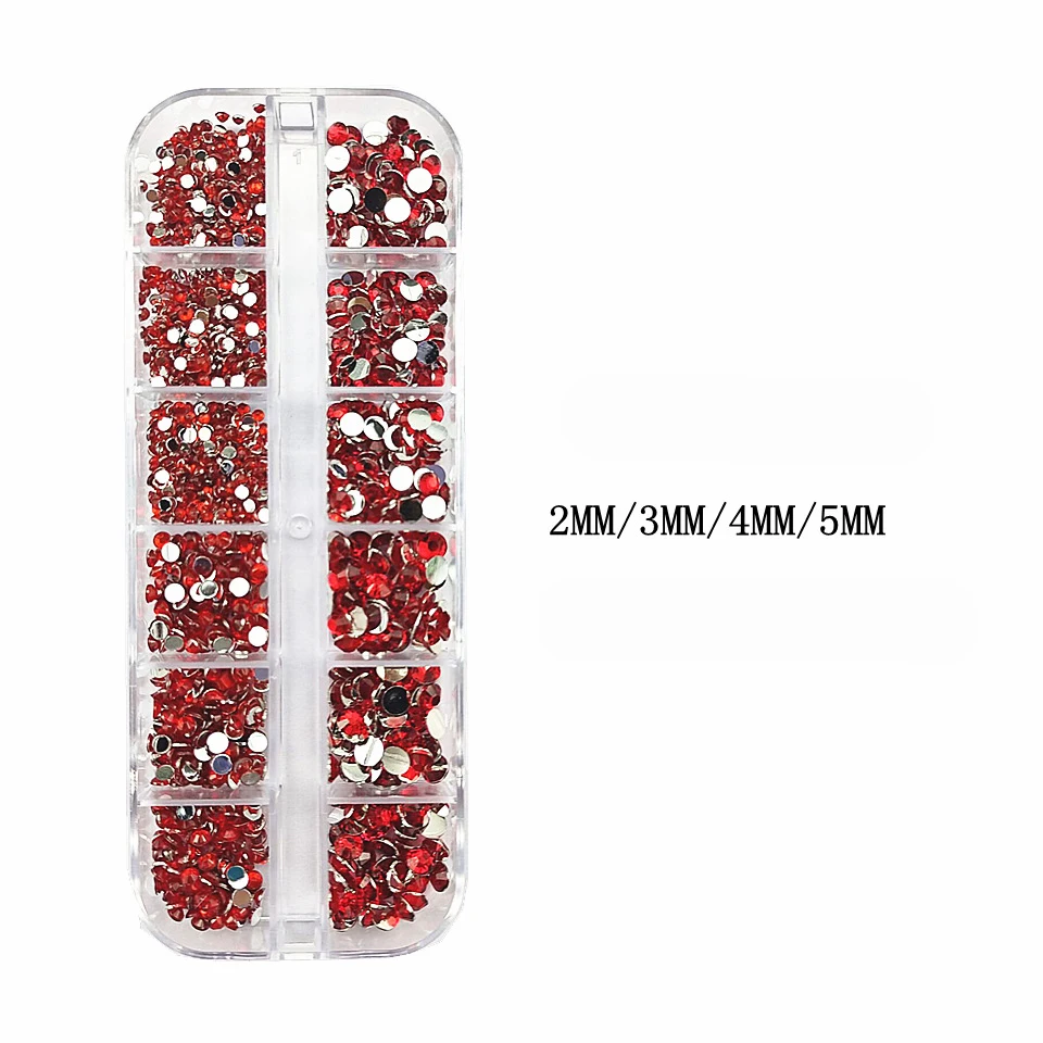 Wholesale Nail Supplier Accessories 12 Grids Flat Back AB Glass Rhinestones 3D Diamond Nail Decorations