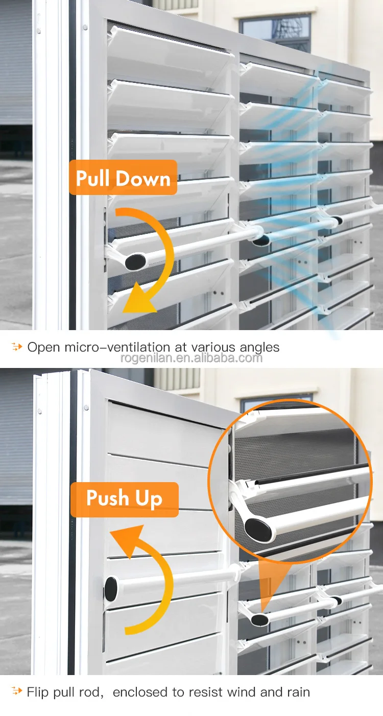 ROGENILAN New Design High Quality Louvers Aluminum Sliding Windows Shutter Plantation Shutters For Kitchen