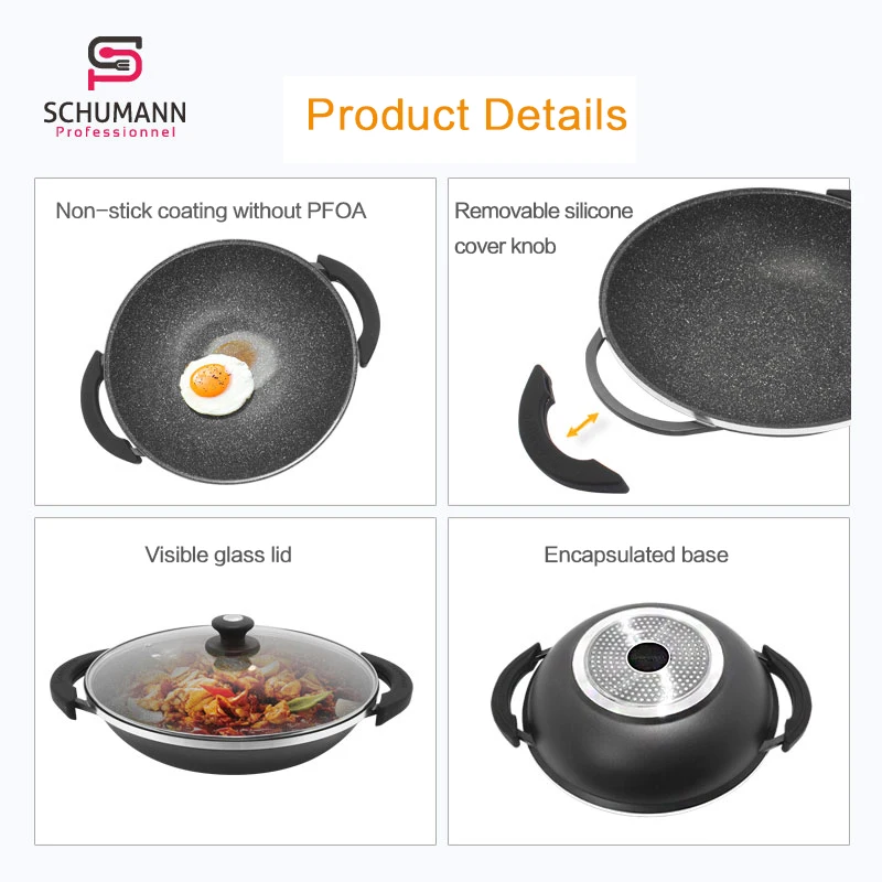 SCHUMANN 36cm induction cookware set aluminum nonstick wok