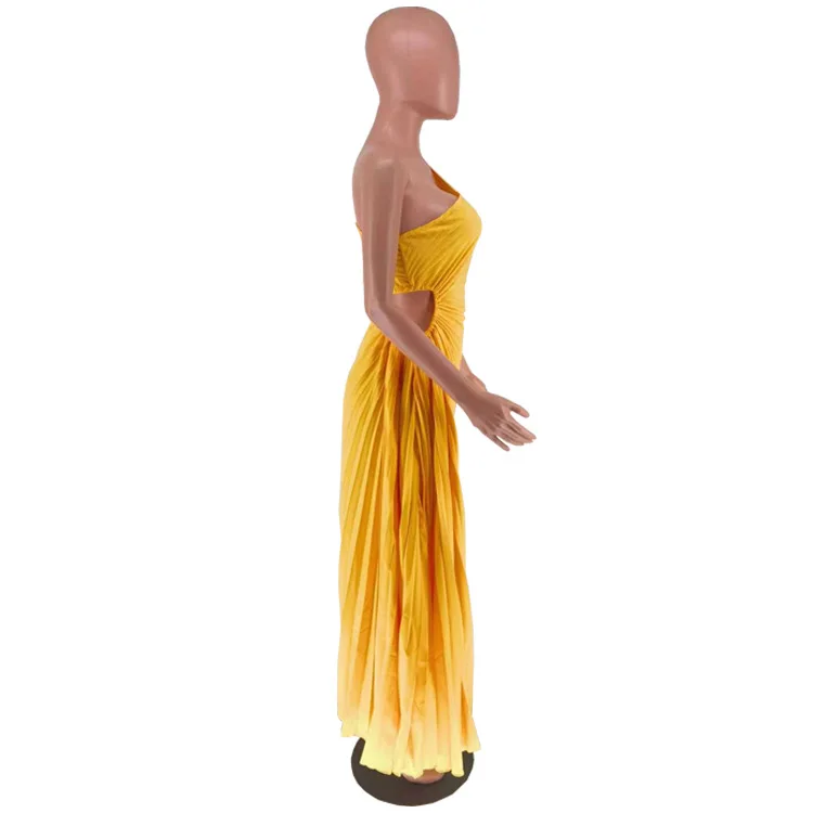 New Arrival Sexy Solid Evening Dresses 2023 Waist Slim Ruffle Irregular Long Party Dress Elegant Dress For Women