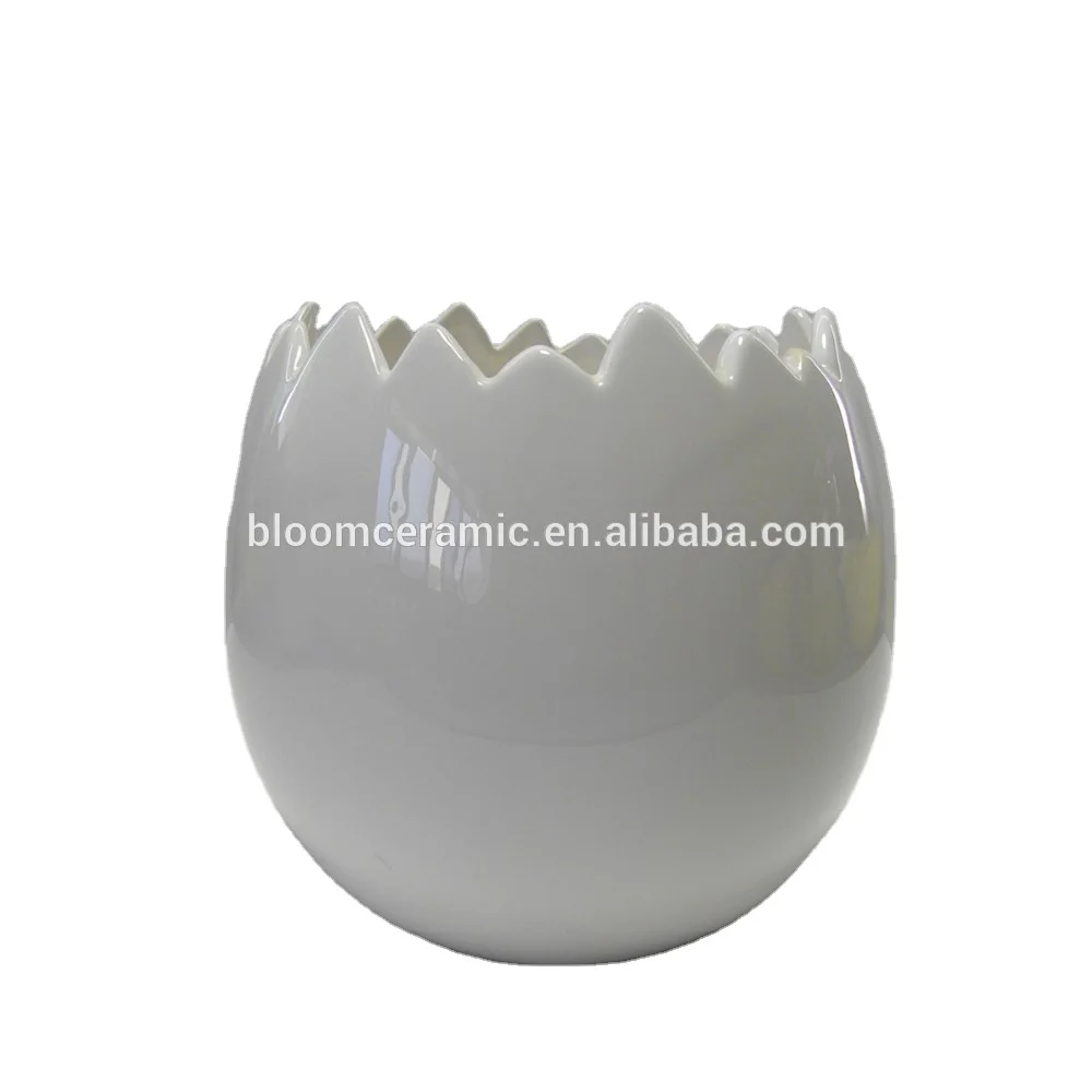 Yellow broken egg handmade cheap ceramic flower pot