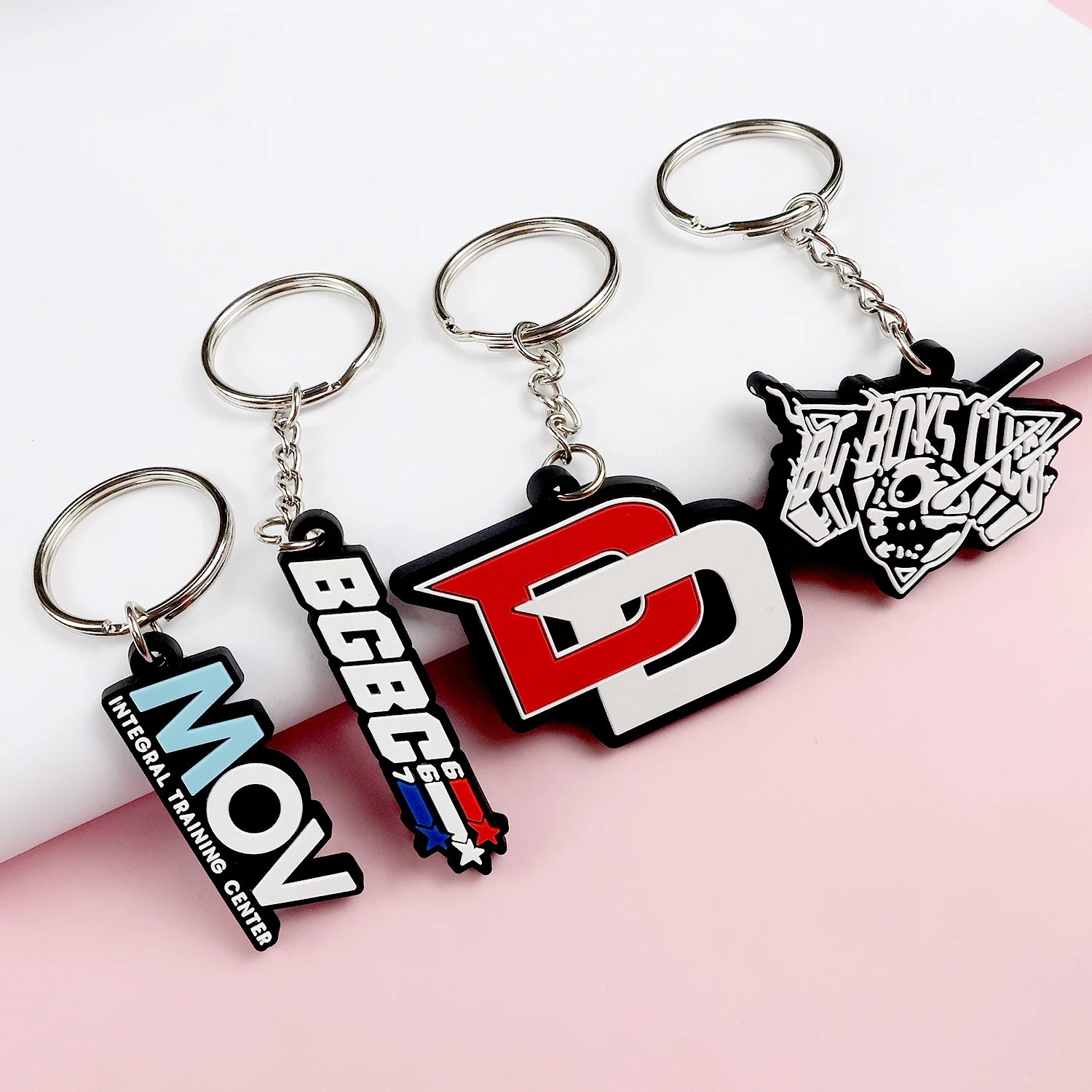XP-Promos Personalized promotional soft pvc logo 2D rubber gift key chain custom logo letter keychain