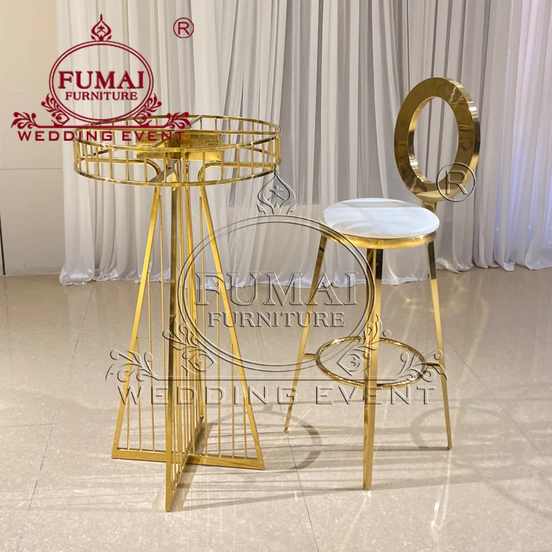 2023 Hot Sale Glass Top Cocktail Round Reception Bar Table For Restaurant