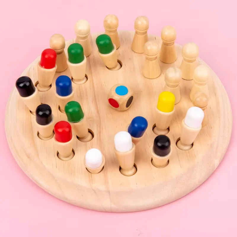 2024 New design baby toy match sticks game wooden color memory chess game