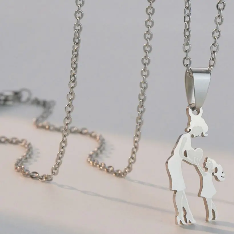 Винтажная Подвеска из нержавеющей стали подвеска для матери сына дочери стальная цепочка подвеска ожерелье SS017