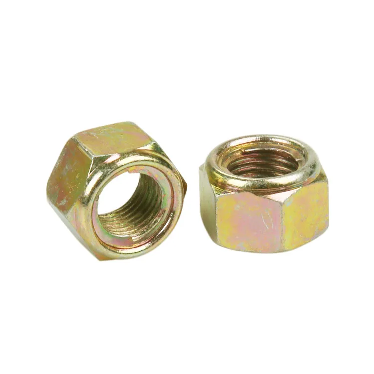 GB6184 Steel Hex Nut With Locking Ring Din980 Carbon Steel Yellow Zinc Plated anti-loosening metal Hex self-locking nuts