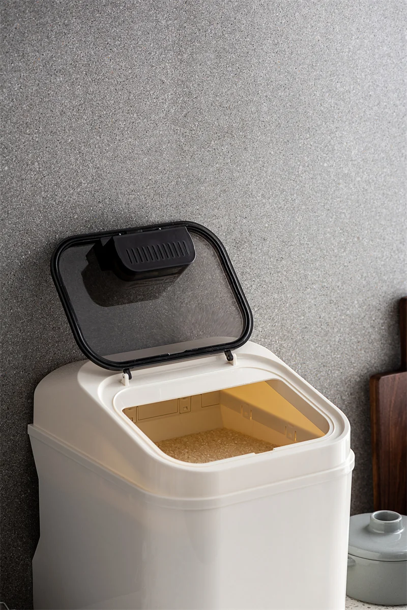 Pinmoo Sealed Rice Storage Container 10kg Transparent Plastic Rice Storage Box Storage