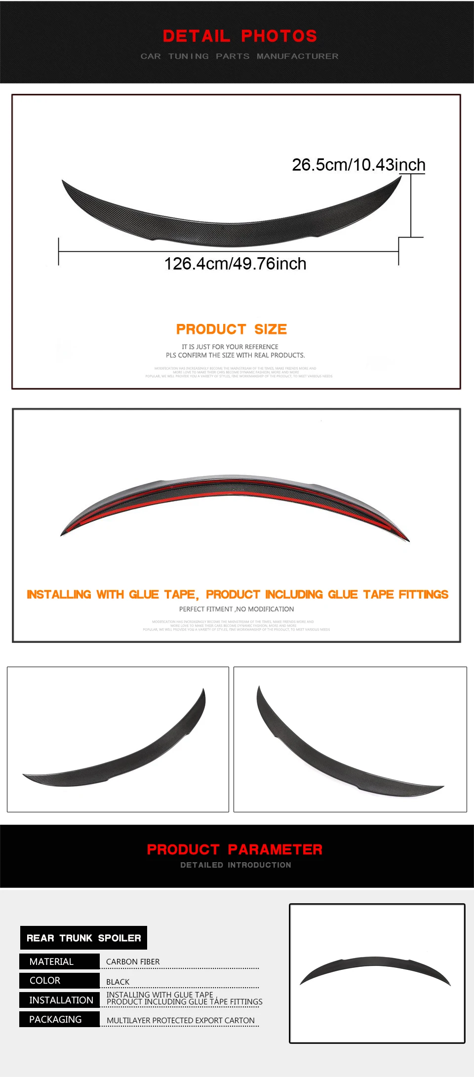 Fashion Body Upgrade Carbon Rear Spoiler For Mercedes-Benz W205 C43 C63 AMG 2015-2020