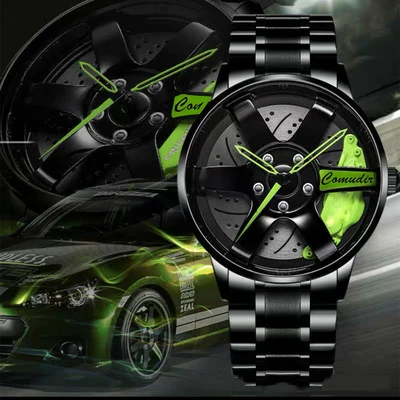 Часы мужские наручные, спортивные водонепроницаемые кварцевые, с колесами на колесах