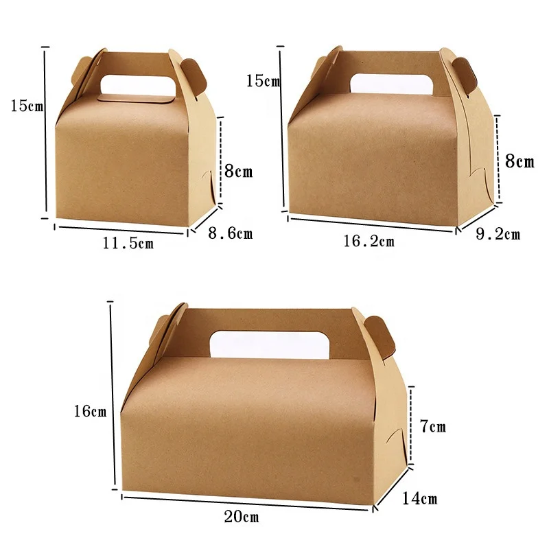Перерабатываемая бумажная Подарочная коробка для хлеба, портативная коробка для завтрака и торта, оконная коробка для торта