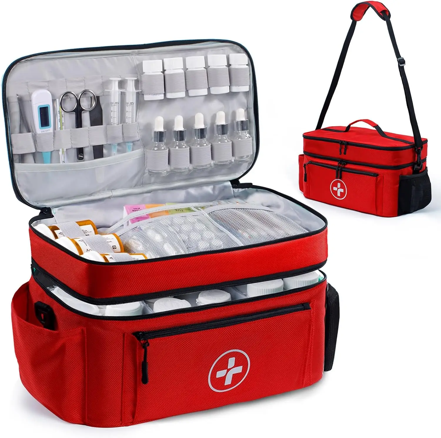 Functional Pockets  Empty Travel Medicine Bag Organizer Storage Pill Bottle Organizer Storage  First Aid Kit