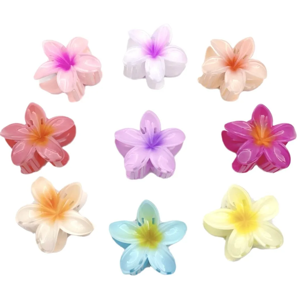Eico Summer Flower Hair Clips Claw Hawaii Cute Plastic Hair Clip Hair Accessories With Beautiful Flower for Women