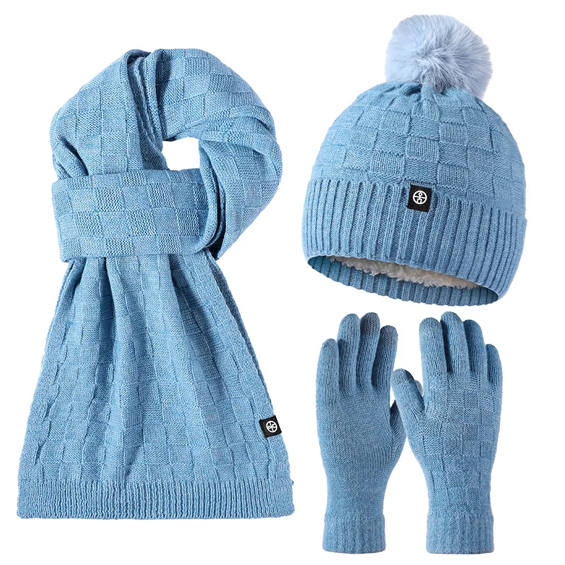 2023 Новый Модный женский мужской комплект из 3 предметов шерстяная вязаная зимняя шапка шарф и перчатки набор с помпоном