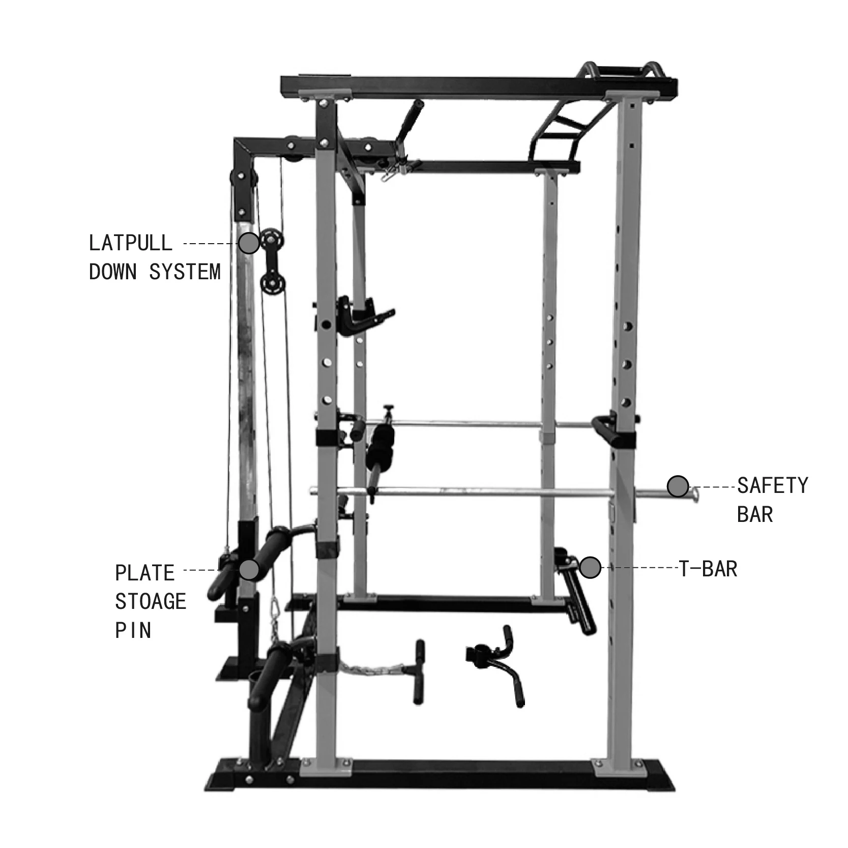 
FlagWorld Home Gym Multifunction Squat Rack Customizable Weightlifting Training Station With Bird Pulley Cable System 