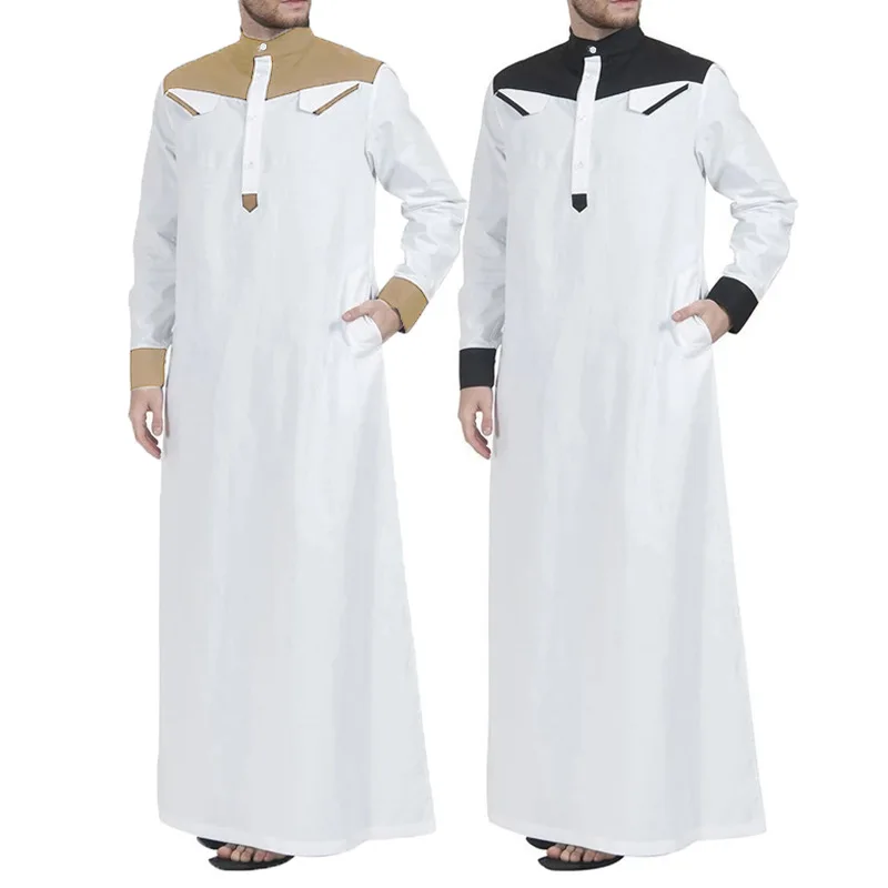 OKA Private Label Oman Thobe Men islamic thobe men 2024 Dubai Abaya Long Sleeve Muslim Dress Thobe Muslim Clothing for men