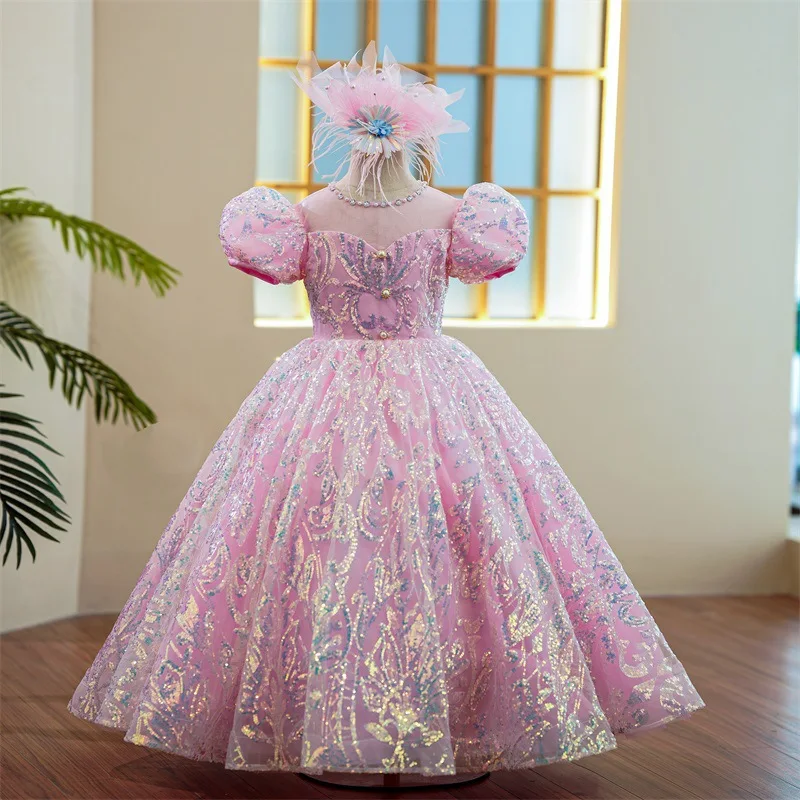 Fashion Beautiful Baby Flower Girl Wedding Princess Dress Birthday Pageant Luxury White First Communion Long Dress