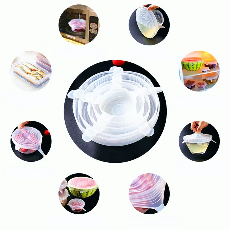 Amazon Hot Sale Non Stick Stretch Silicone Lid Cup Bowl Silicone Cover Pan