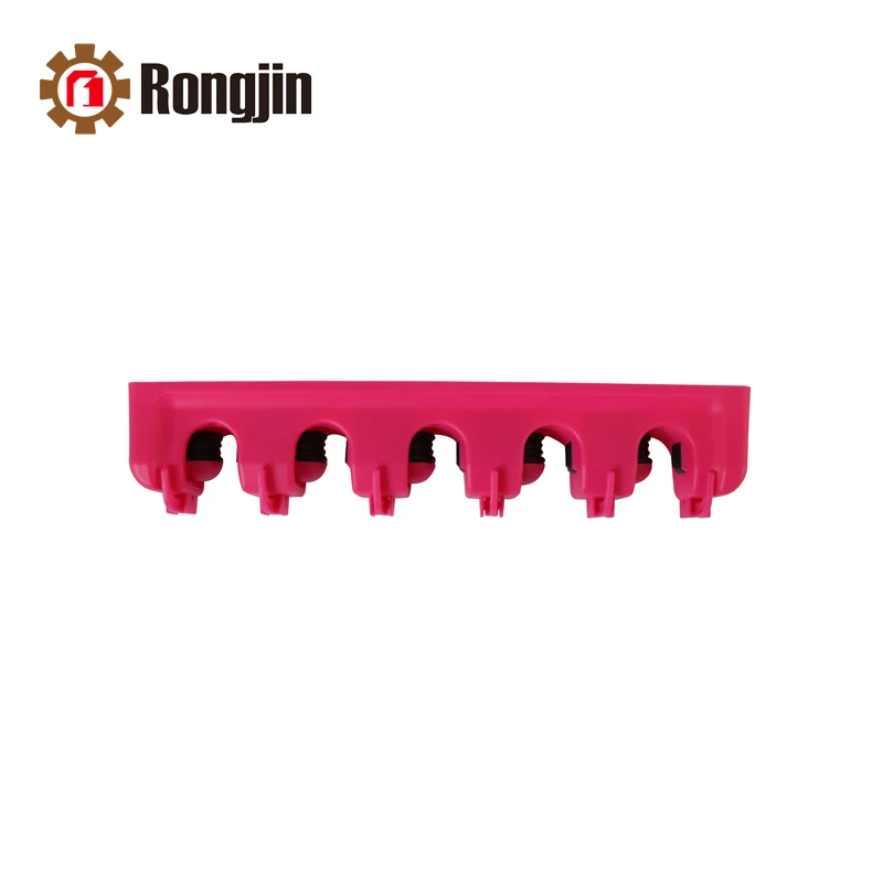 Factory Direct Selling PP Plastic Mop Broom Holder Wall Mounted 5 Slots 6 Hooks