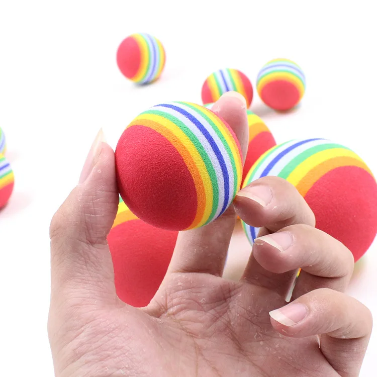 3.5cm, 4.2cm, 6.3cm rainbow ball cat toy ball EVA material foam cotton ball pet toy small dog