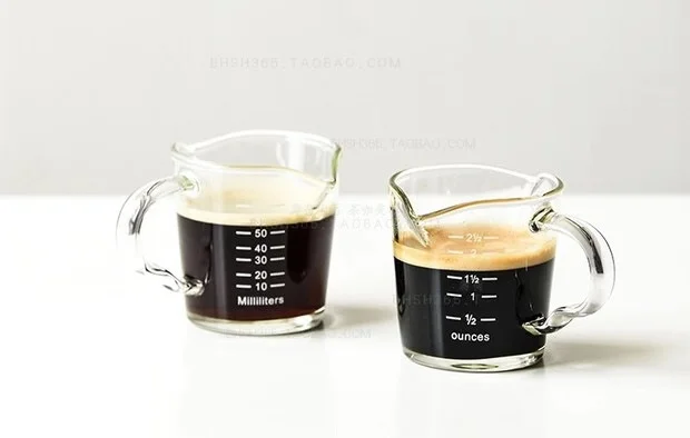BCnmviku Espresso Shot Glasses Measuring Cups 3-Ounce Triple Pitcher Barista Double Spouts Milk Cups With  Pouring Handle