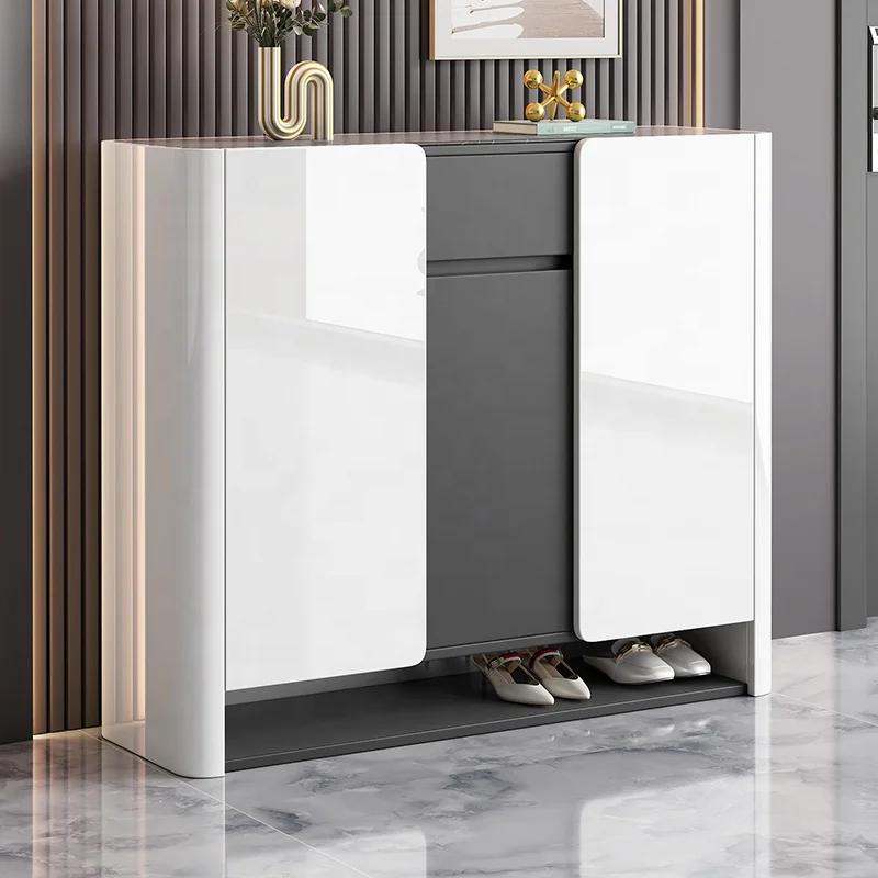 Nordic multifunctional white slate multiple storage shoe cabinet