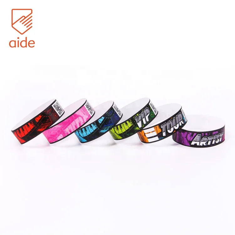 Fast Delivery Cheap Custom Print Qr Code On 2 Inch Wide Pink Tyvek Paper Id Bands Wristbands
