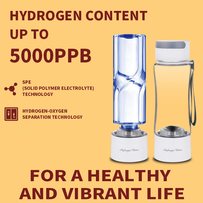 Ur-health Portable Hydrogen Water Generator Bottle Alkaline Water Bottle 380ml