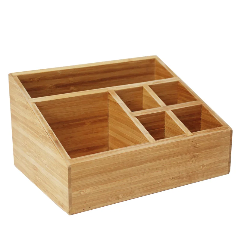 Office Desk Makeup Cosmetic Organizer and Accessories Pen Holder Bamboo Wooden