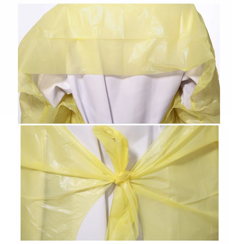 medishield disposable yellow cpe gowns hospital isolation gown finger loop