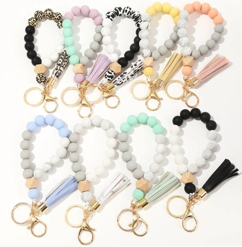 Silicone bead Keychain kawaii fashion tradey silicone multi color options cute keychain