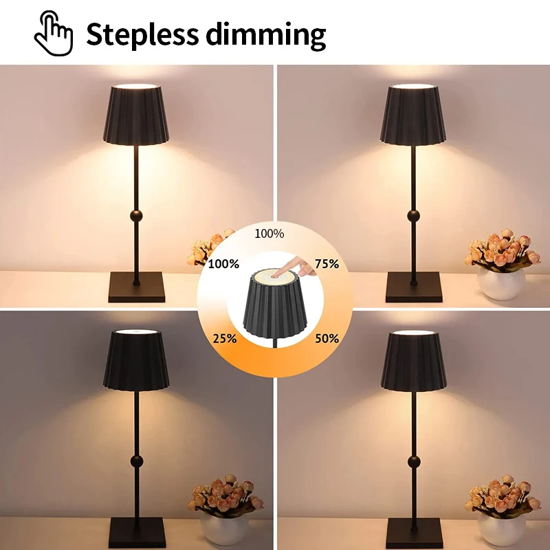 Creative Portable Led Cordless Table Lamp Rechargeable Nordic Design Hotel Dinner Wireless Touch Led Restaurant Table Light Lamp