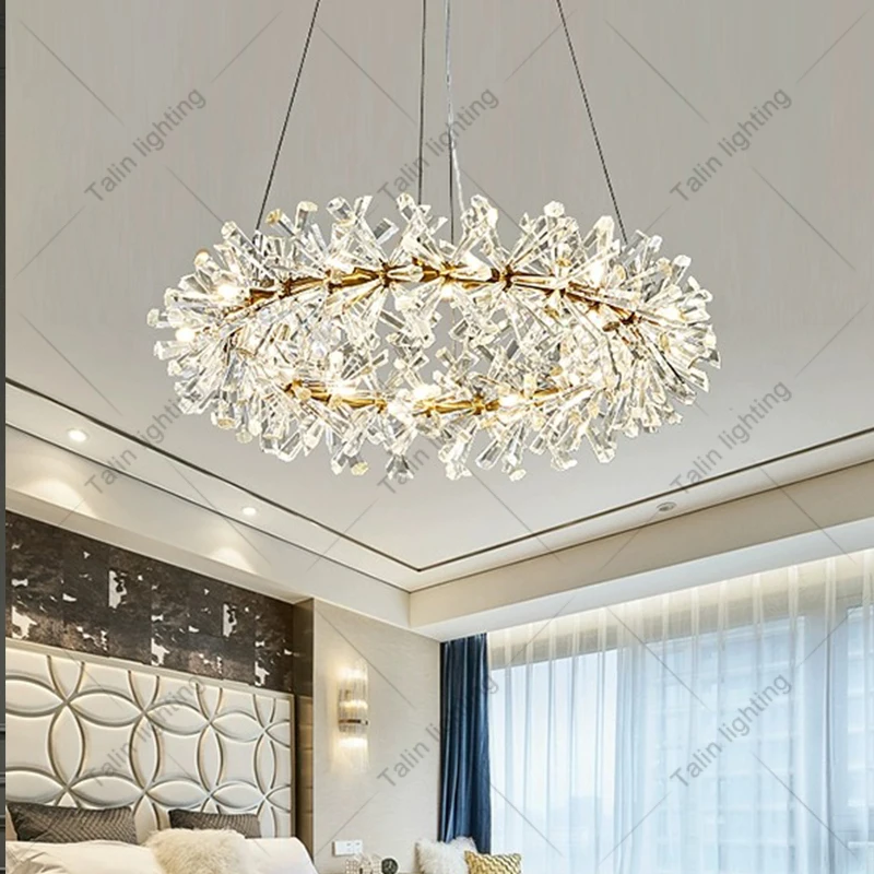 Crystal Chandelier lighting Luxury Pendant Light For Living Room Decoration Ring Crystal Decor Light Residential Lamps For Home
