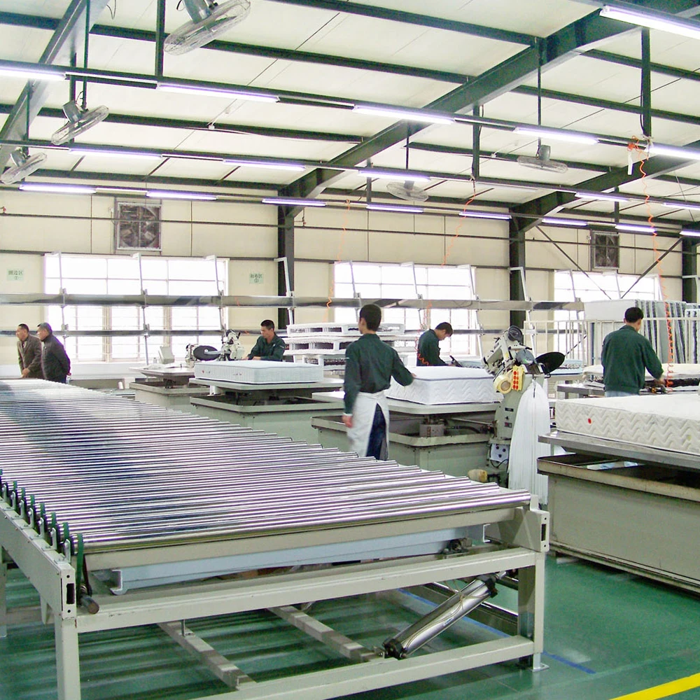 Fully automatic high efficiency mattress production line for making pocket spring mattress and foam mattress