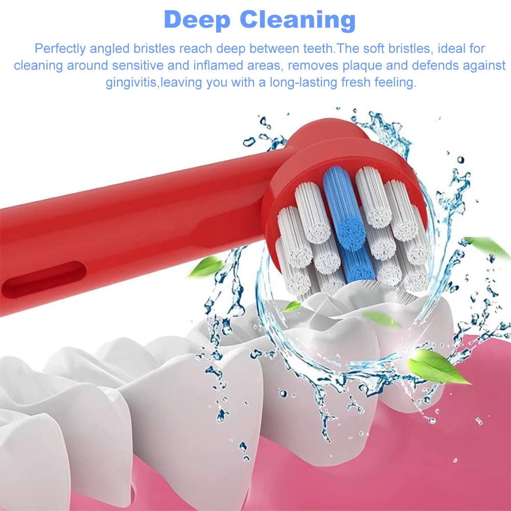 Soft Bristles Oral Compatible Replacement Kids Toothbrush Heads by Colourful Pack of 4 Brushes