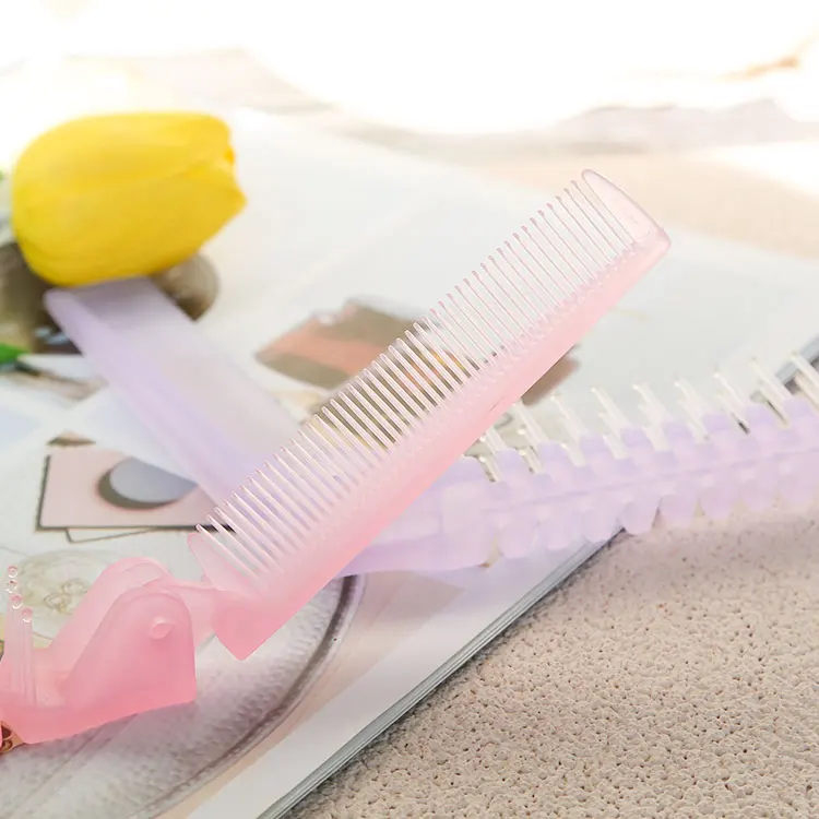 Compact Design Multi Color Travel Easy-carrying Folding Plastic Hair Comb For Women