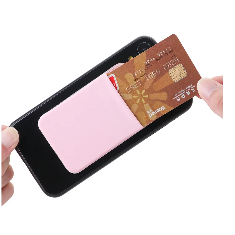Cellphone Elastic Solid Adhesive Sticker Fashion Leather Phone Card Holder Cell phone Pocket Wallet Case