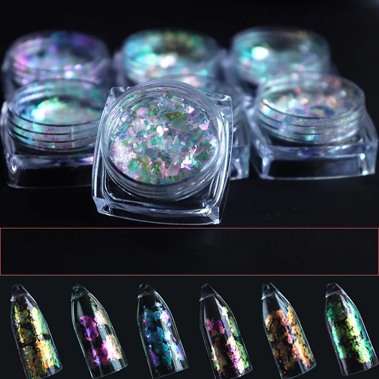 Wholesale 7 Color 10g/Bag Nail Opal Transparent Powder Polarized Borneol Velvet Nail Glitter Powder