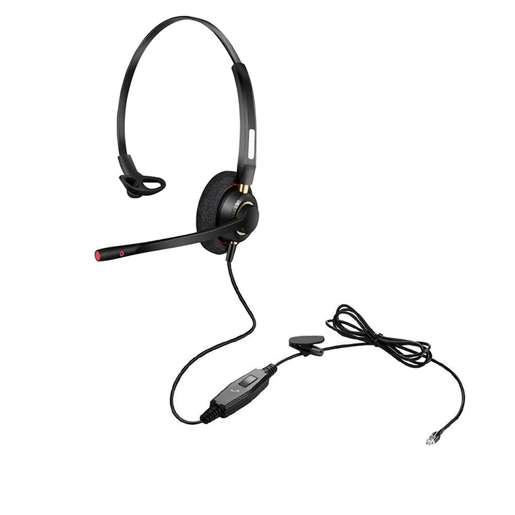 Monaural RJ9 Office Telephone Headset with Noise Cancelling Mic for Avaya Plantronics