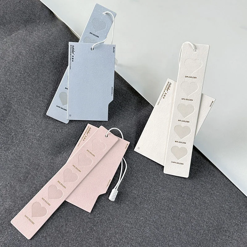 Paper Garment Accessories Factory Custom Hangtag Embossed Logo Matte Paper Clothing Hang Tag With String