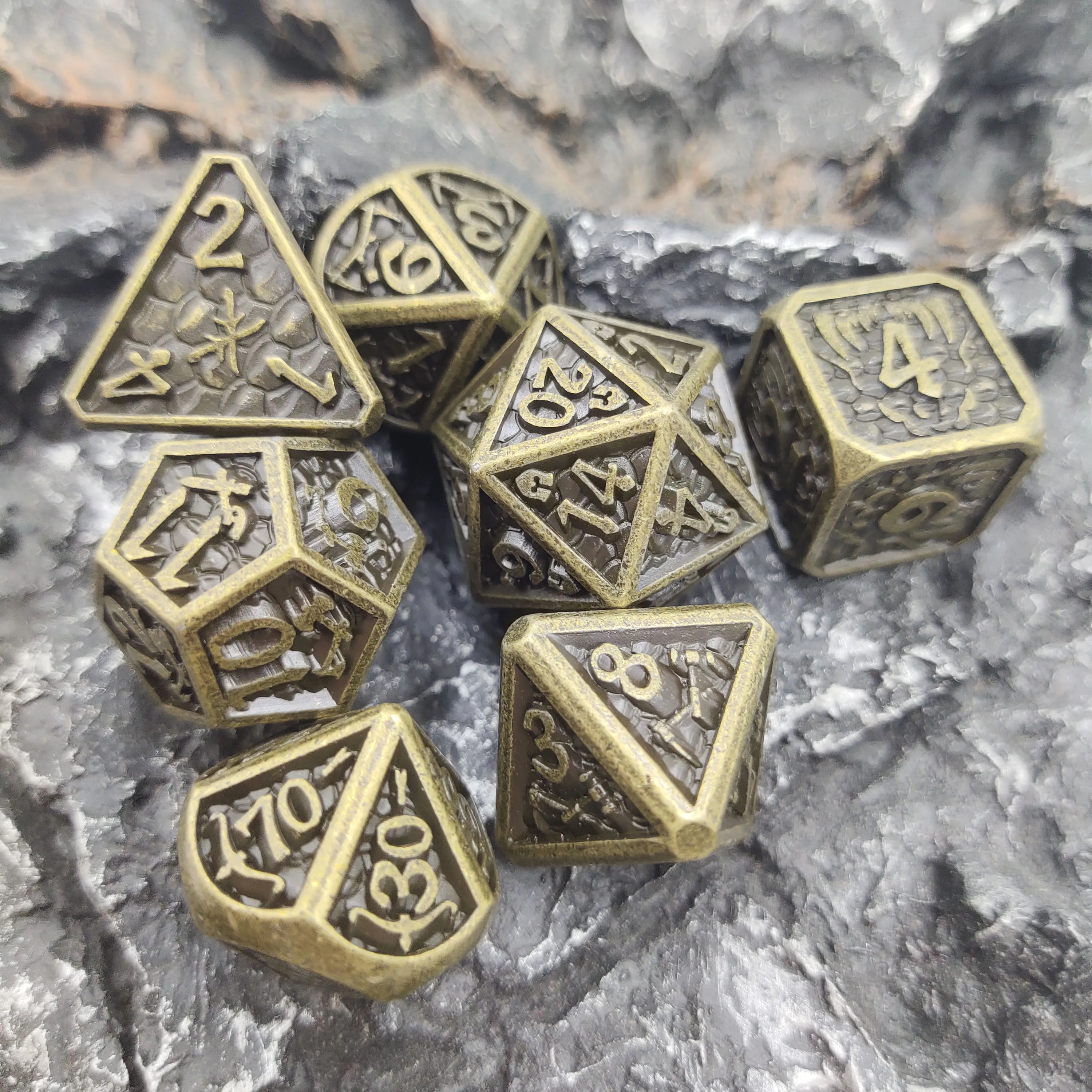 New Style 7 Pcs Galaxy Metal D&D Dice Metal DND Dice Polyhedral Metal Dice Set for Role Playing Game MTG Pathfinder