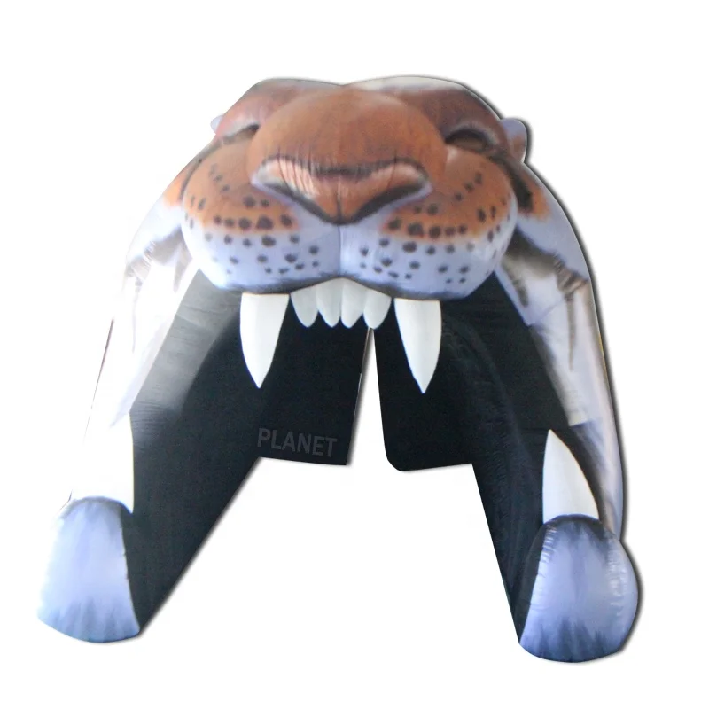Custom Outdoor Giant Run Through Sport Entrance Tiger Head Mascot Tunnel Inflatable Football for Sports