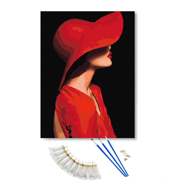 Red Rose And Sexy Girl Painting By Number Kits On Canvas Acrylic Paint Custom Frame Art Picture Paint By Number For Adults Gifts