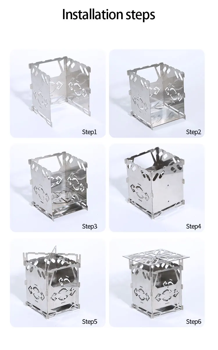 Mini Hot Sale Backpack Folding Portable Stainless Steel Outdoor Camping Firewood Alcohol Stove