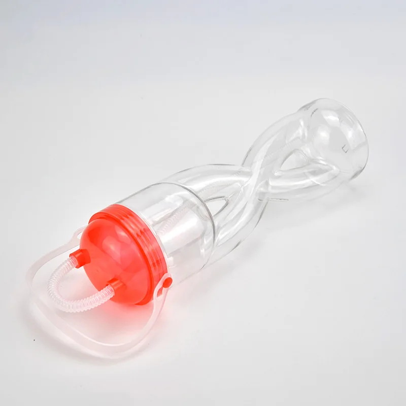 20 oz spiral twist slush ice yard glass cup bottle with straw and strap