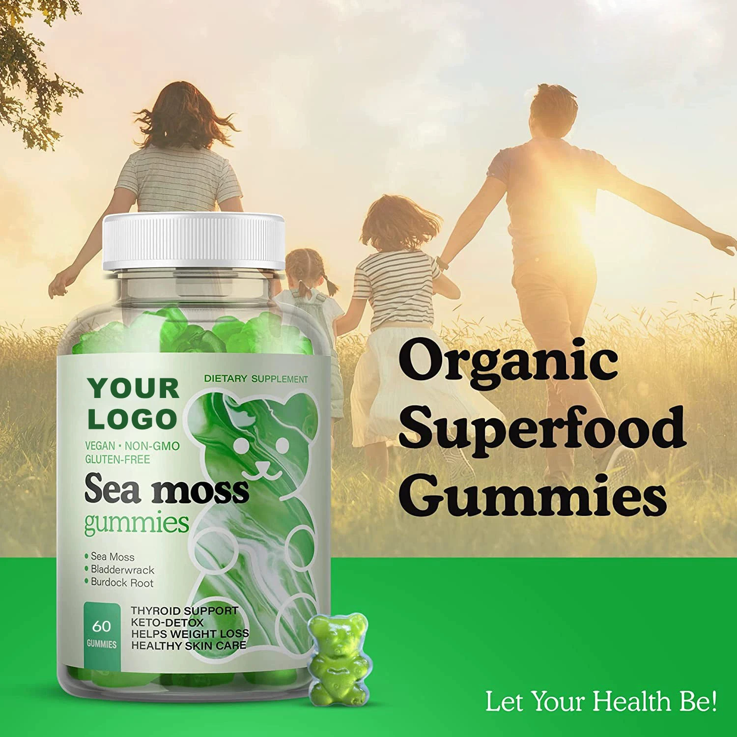 Best Supplier Private Label Benefits Wild Crafted Vegan Powder Capsules Green Organic Sea Irish Moss Gel Gummy For Weight Loss