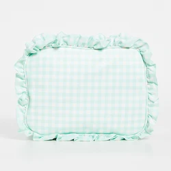 Gingham Ruffle Customized Make Up Toiletries Bag Wholesale Travel Bag Personalized Cosmetic Bag