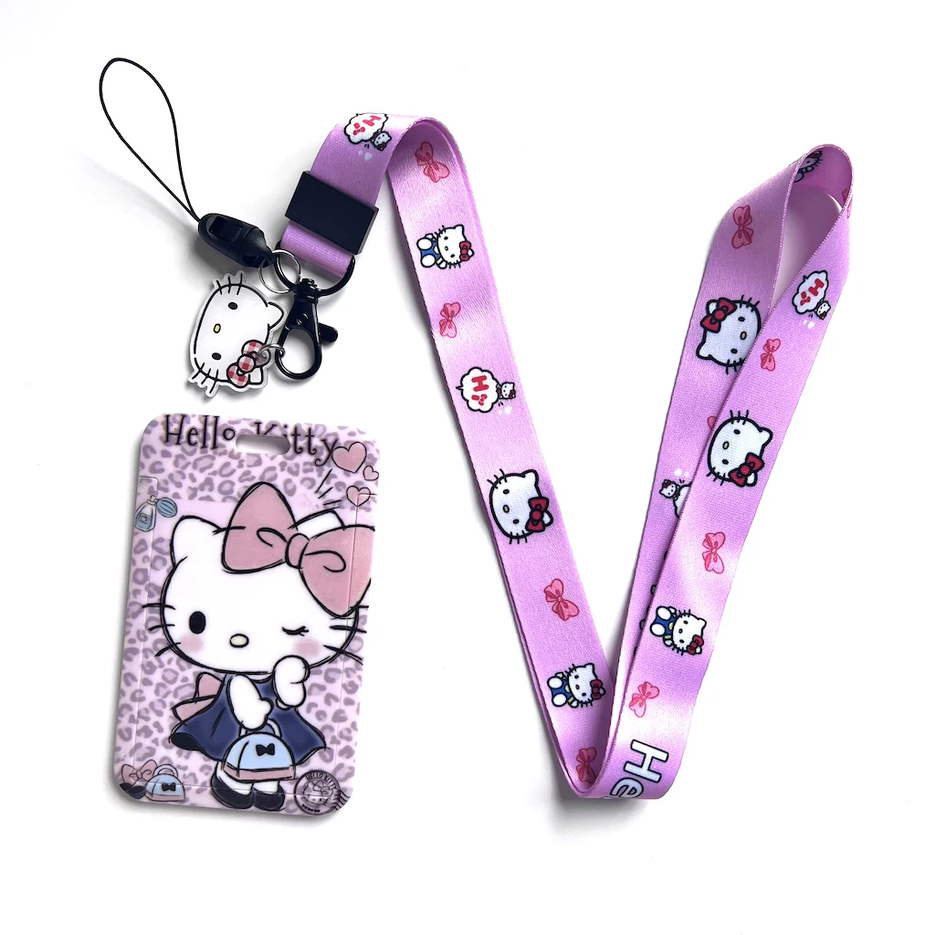 DNC kawaii cartoon custom design kitty lanyard with id badge printing keychain fast delivery